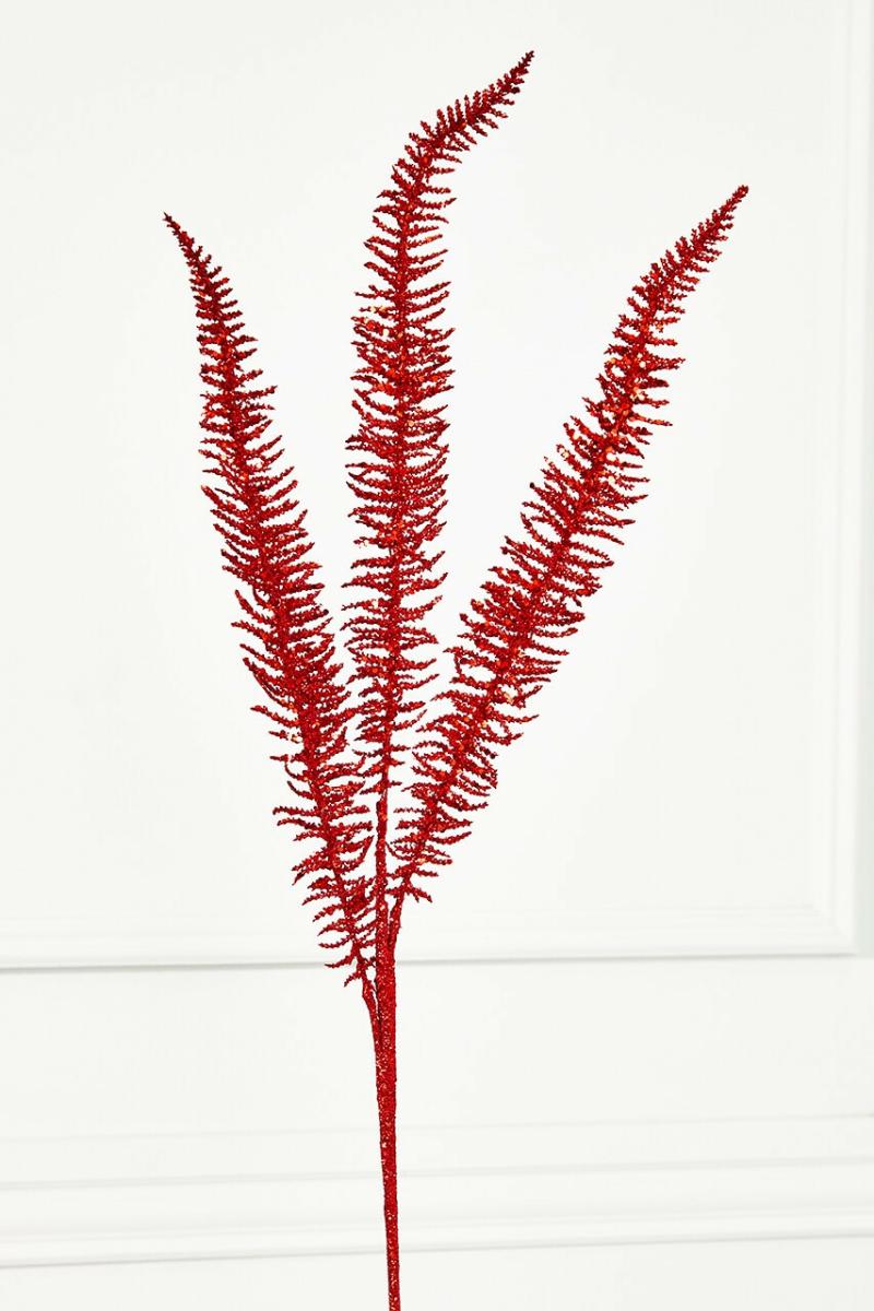 Picks & Sprays | 35" Glitter Fern Spray – Red Picks & Sprays Picks & Sprays