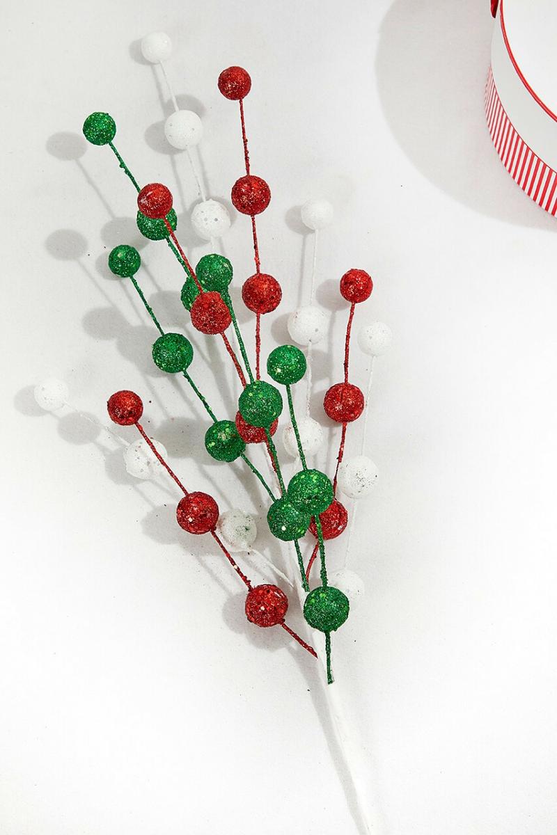 Picks & Sprays | 32" Glitter/Mica Ball Spray – Red/Green/White Picks & Sprays Picks & Sprays