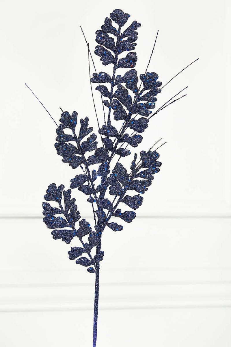 Picks & Sprays | 29" Glitter/Sequin Forest Fern Spray – Midnight Blue Picks & Sprays Picks & Sprays