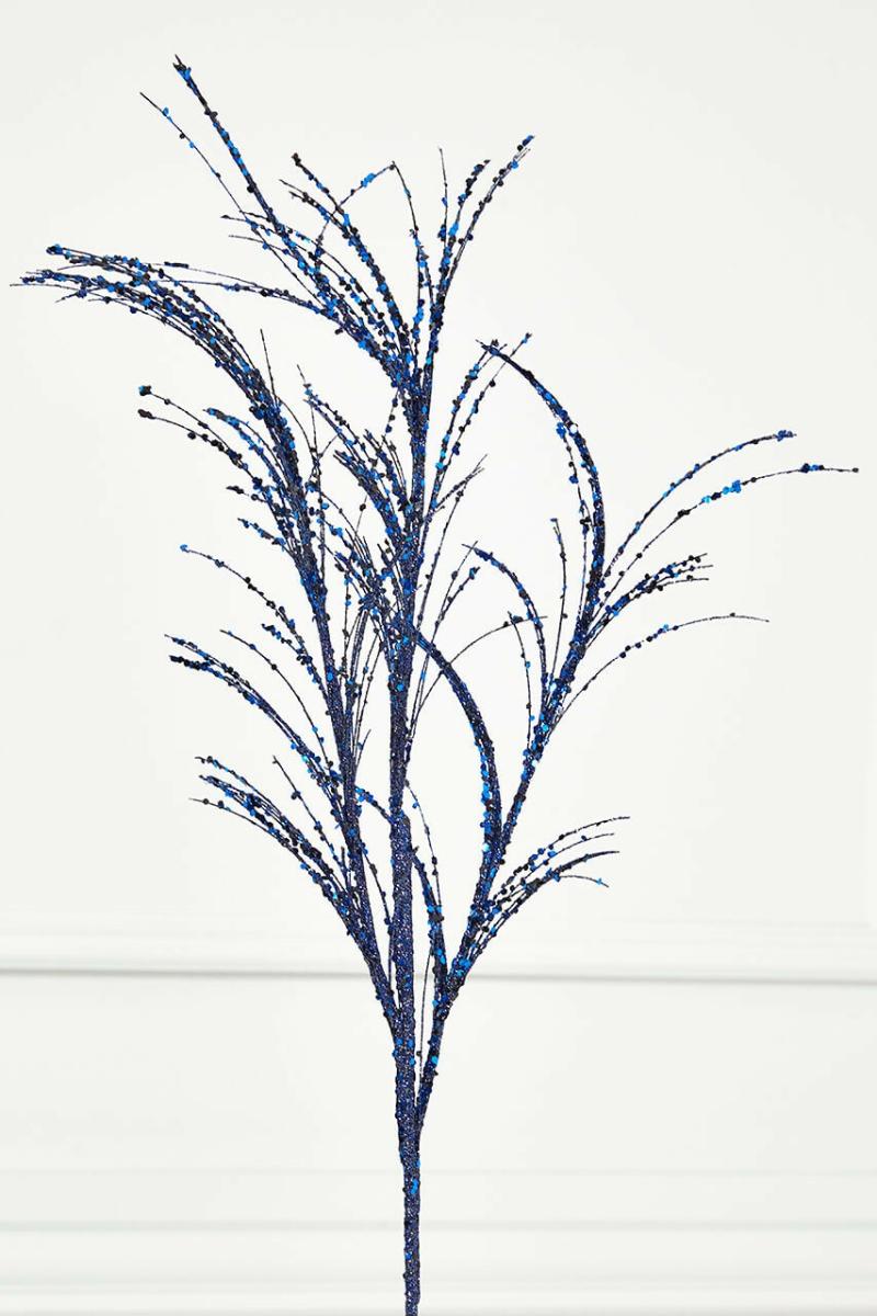 Picks & Sprays | 34" Glitter/Sequin Pampas Grass Spray – Midnight Blue Picks & Sprays Picks & Sprays