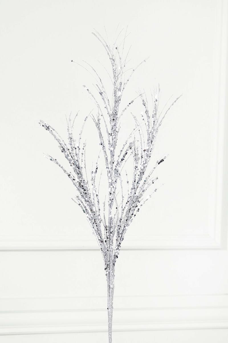 Picks & Sprays | 34" Glitter/Sequin Pampas Grass Spray – Silver Picks & Sprays Picks & Sprays