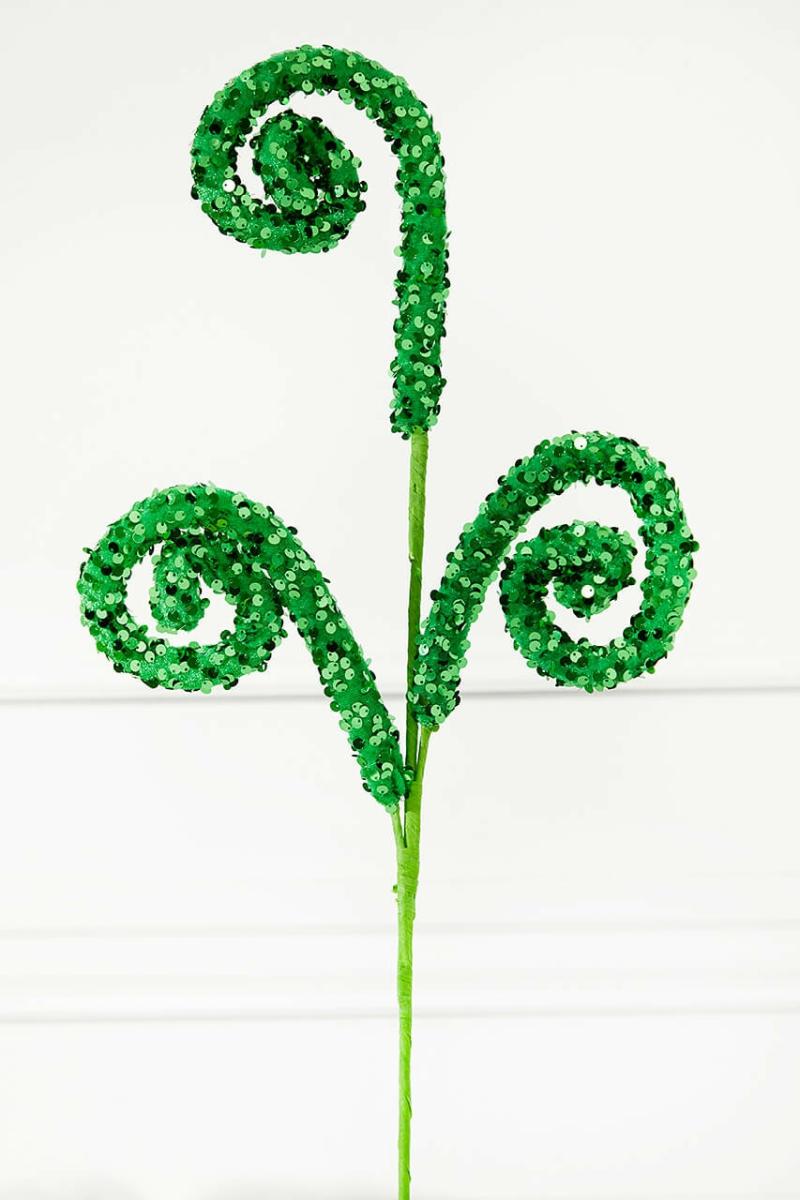 Picks & Sprays | 28" Green Sequin Curly Spray Picks & Sprays Picks & Sprays