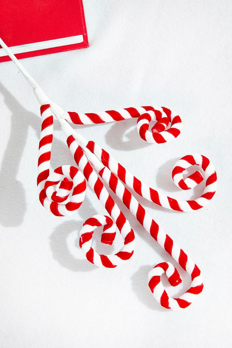 Picks & Sprays | 24" Red And White Peppermint Swirl Spray Picks & Sprays Picks & Sprays