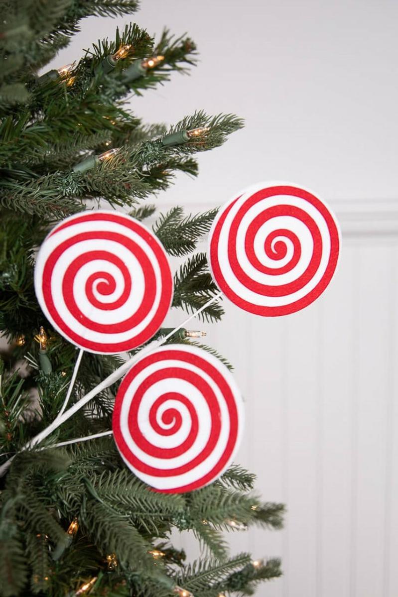 Picks & Sprays | 20" Red And White Swirl Candy Stem Picks & Sprays Picks & Sprays