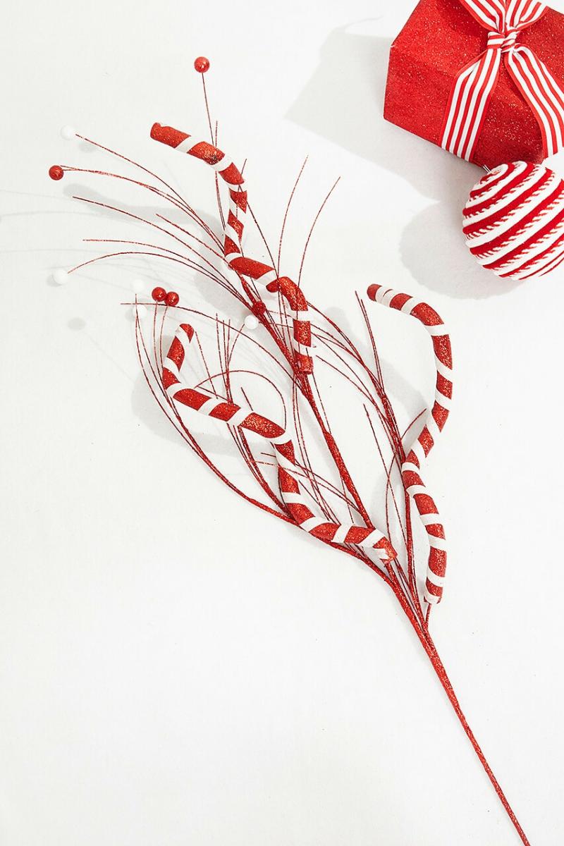 Picks & Sprays | 34" Red And White Twist Grass Spray Picks & Sprays Picks & Sprays