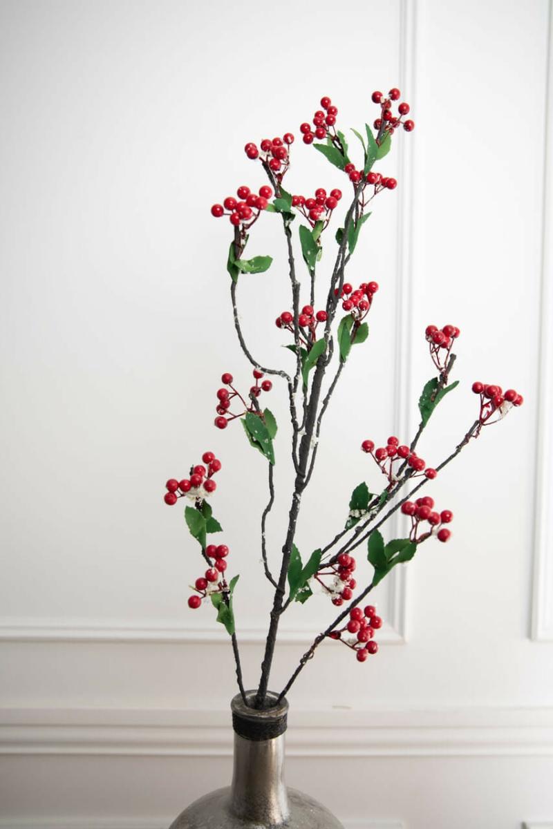 Picks & Sprays | 46" Red Berry Branch With Leaves Picks & Sprays Picks & Sprays