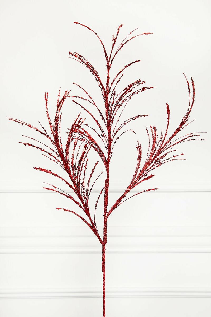 Picks & Sprays | 34" Red Glitter Pampas Grass Spray Picks & Sprays Picks & Sprays