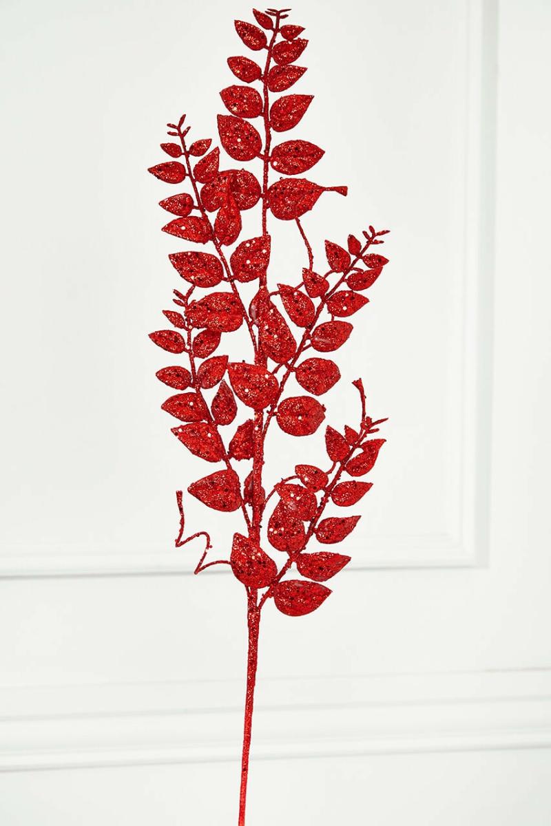 Picks & Sprays | 35" Red Glitter/Mica Later Fern Spray Picks & Sprays Picks & Sprays