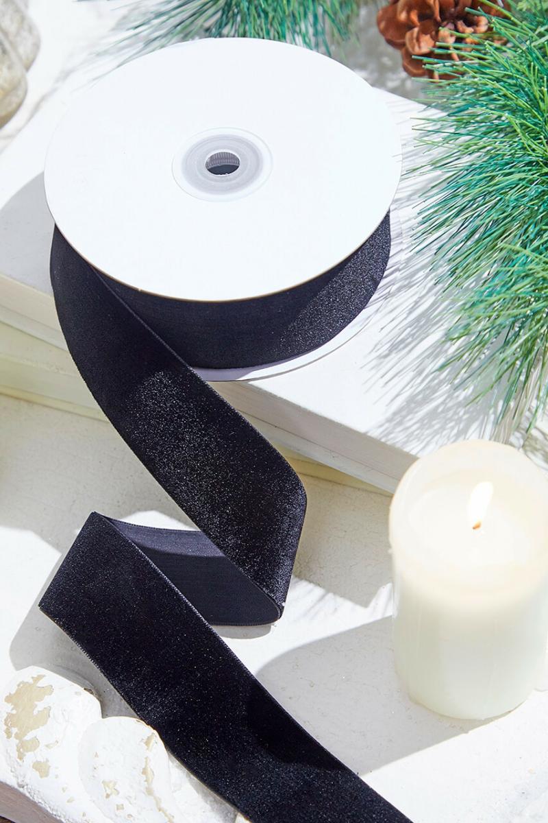 Ribbon | 1.5" X 10 Yard Black Unwired Velvet Ribbon Ribbon Ribbon