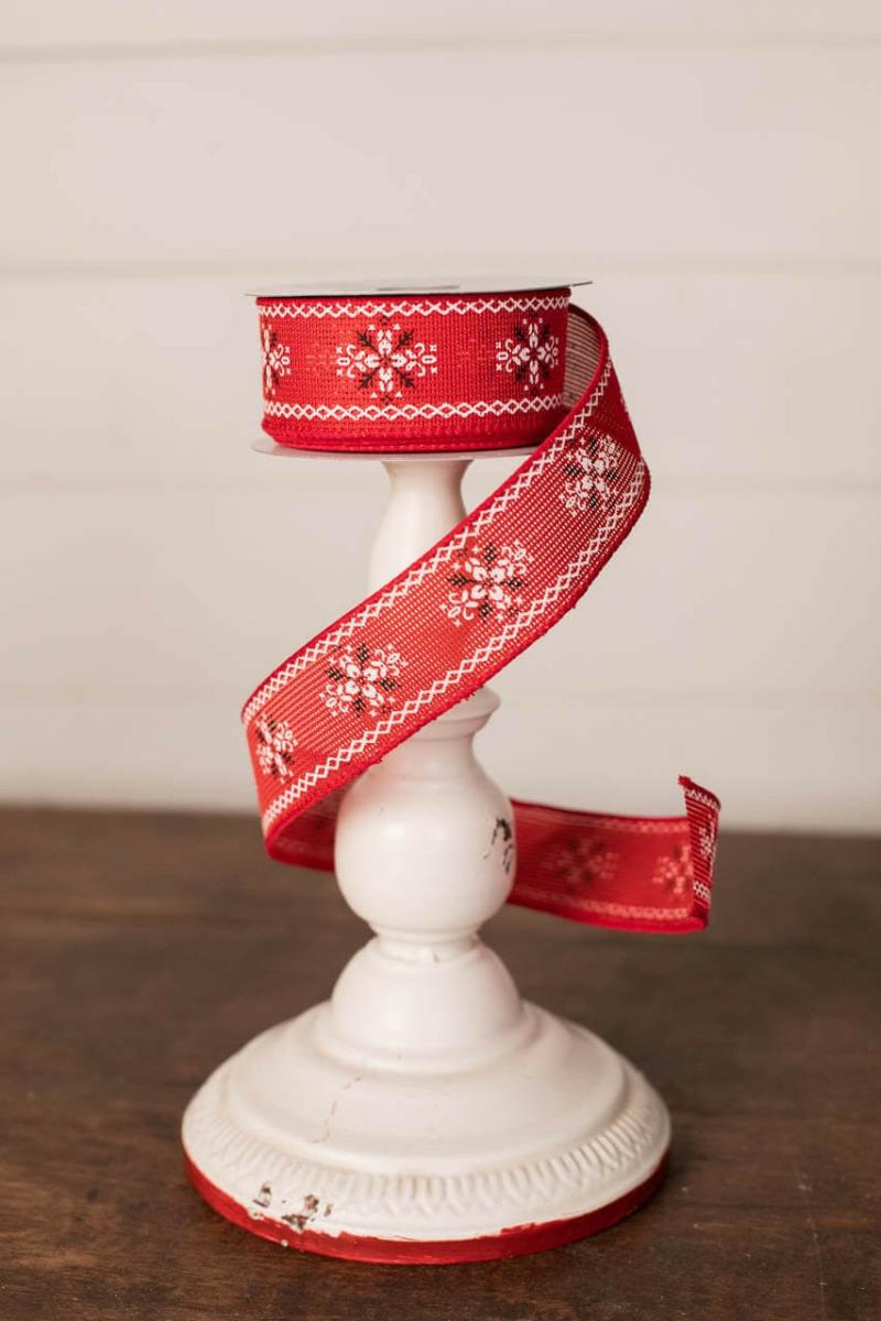 Ribbon | 1.5" X 10 Yard Christmas Red Cross Stitch Ribbon Ribbon Ribbon