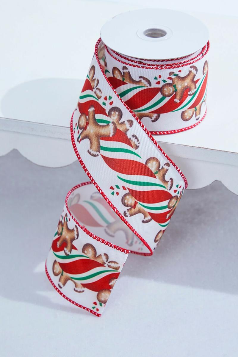 Ribbon | 2.5" X 10 Yard Gingerbread Man Wired Ribbon Ribbon Ribbon