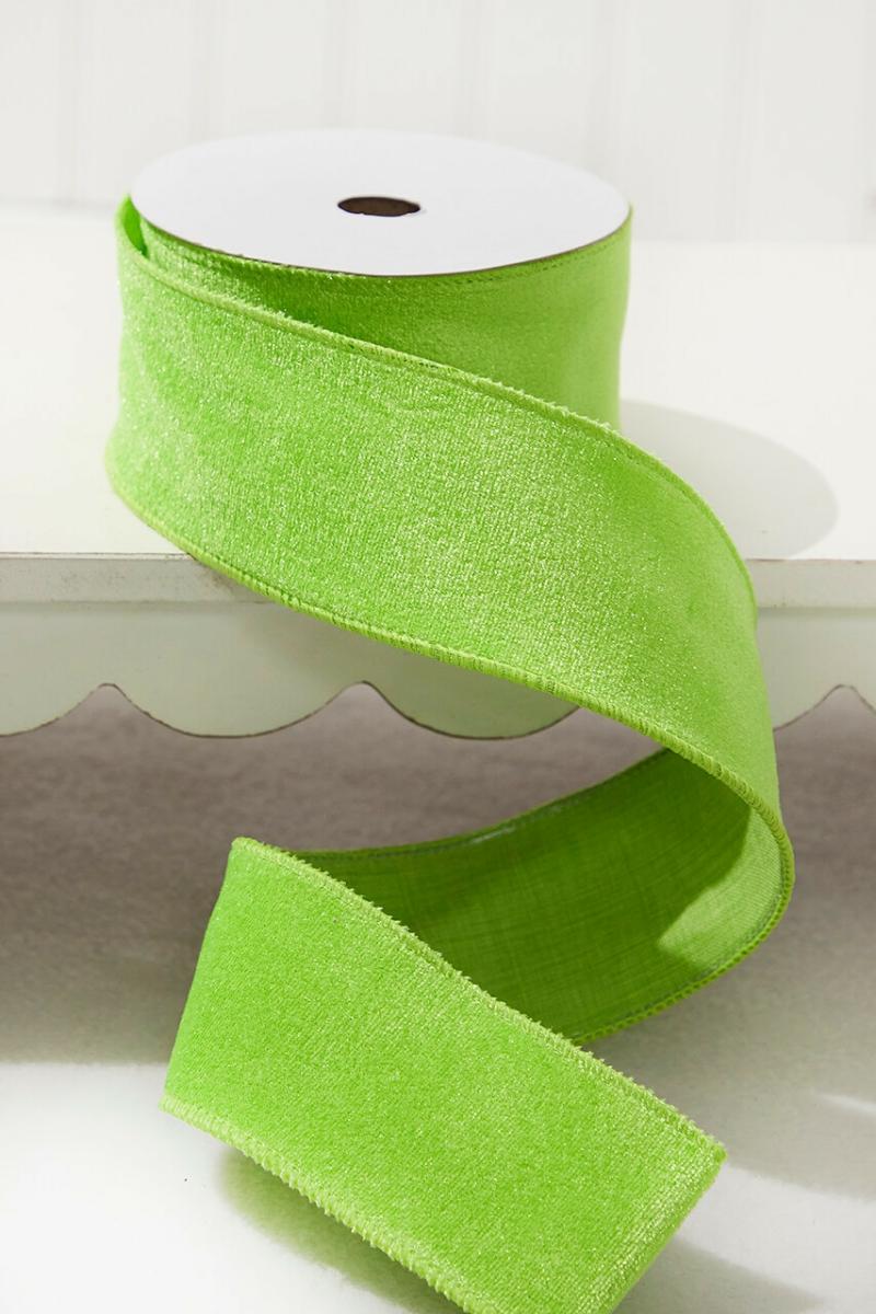 Ribbon | 2.5" X 10 Yard Lime Green Velvet Wired Ribbon Ribbon Ribbon