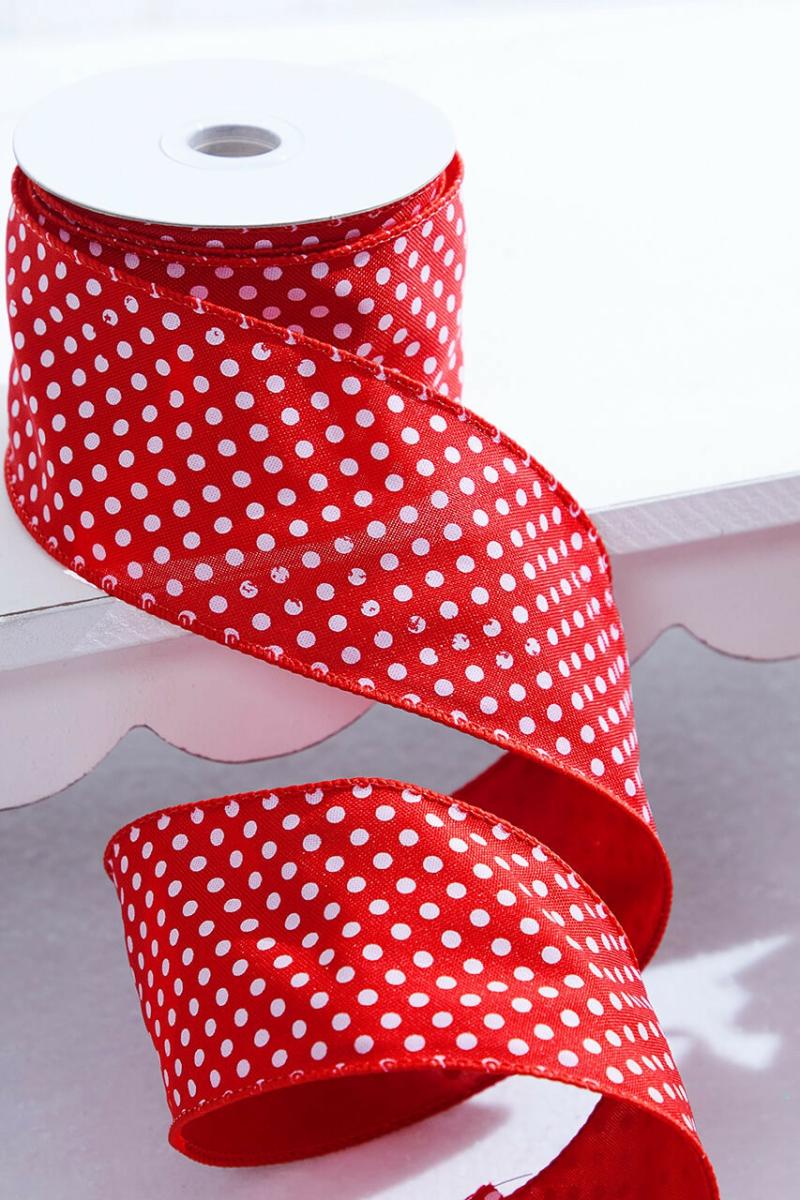 Ribbon | 2.5" X 10 Yard Red And White Polka Dot Ribbon Ribbon Ribbon