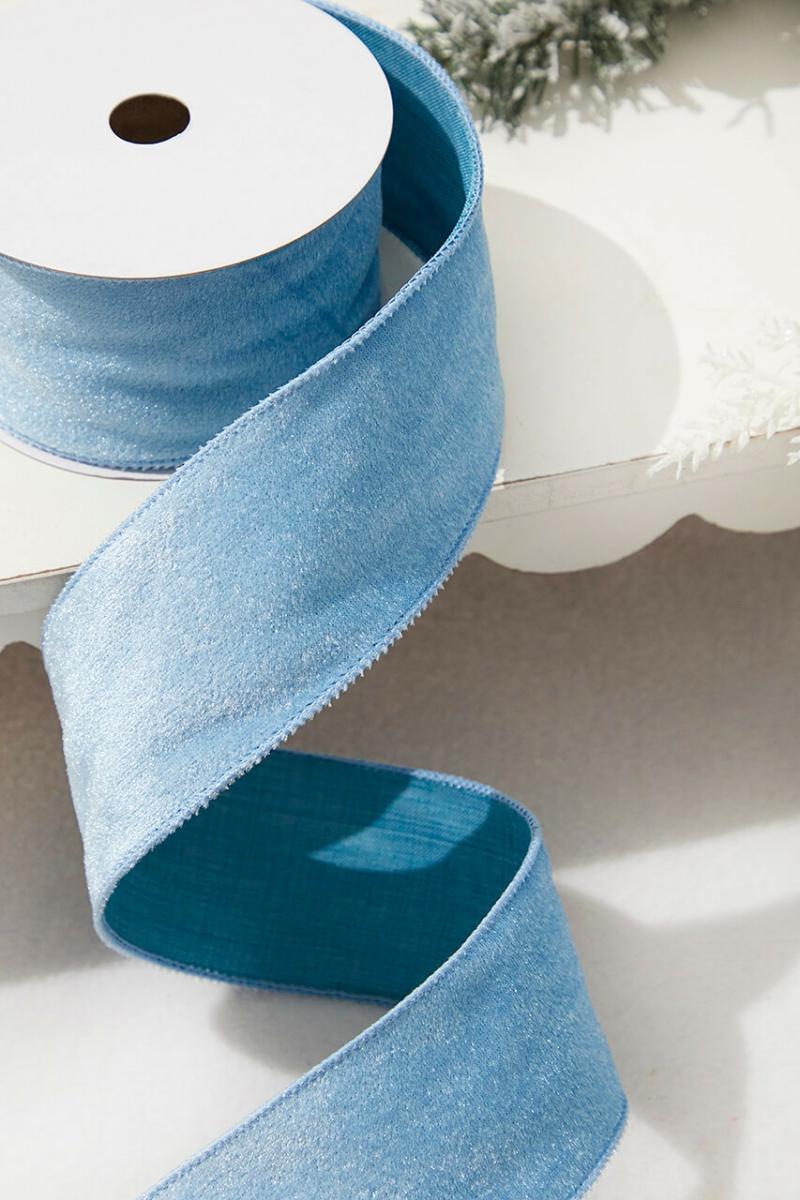 Ribbon | 2.5" X 10 Yard Soft Blue Wired Velvet Ribbon Ribbon Ribbon