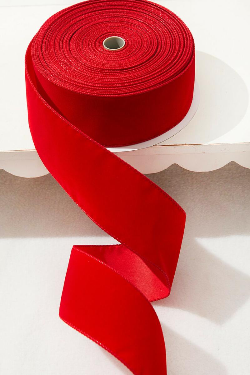 Ribbon | 2.5" X 25 Yard Red Velvet Ribbon Ribbon Ribbon