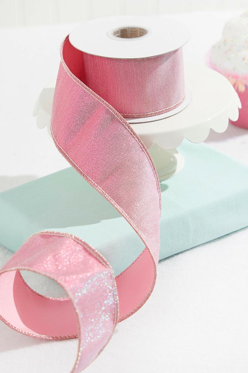 Ribbon | 2.5" X 5 Yard Pink Splash With Fused Tissue Back Ribbon Ribbon Ribbon