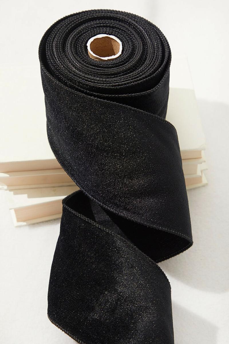 Ribbon | 4" X 10 Yard Black Velvet Wired Ribbon Ribbon Ribbon