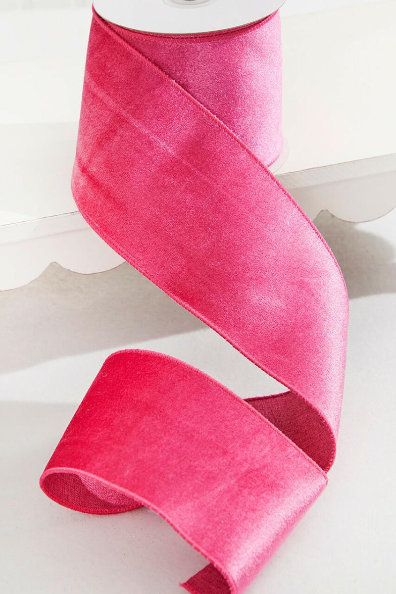 Ribbon | 4" X 10 Yard Fuchsia Pink Velvet Wired Ribbon Ribbon Ribbon