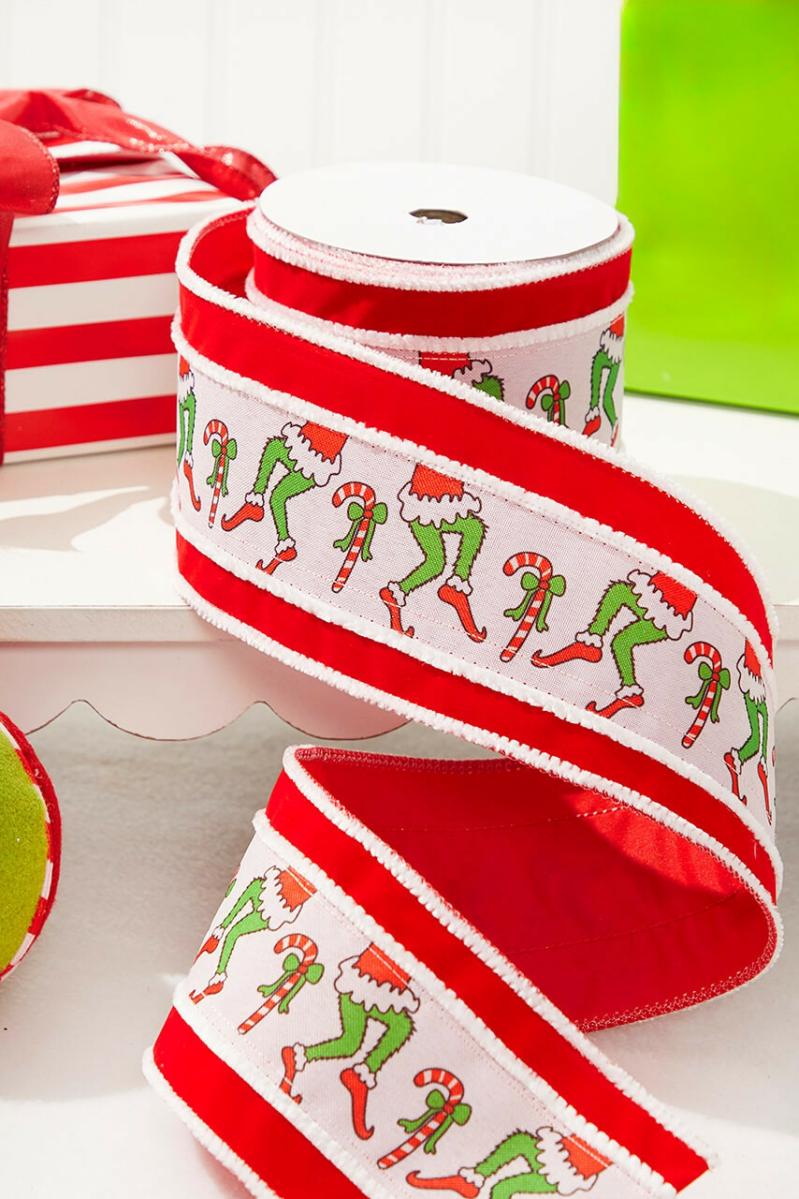 Ribbon | 4" X 10 Yard Grinch Legs Ribbon Ribbon Ribbon