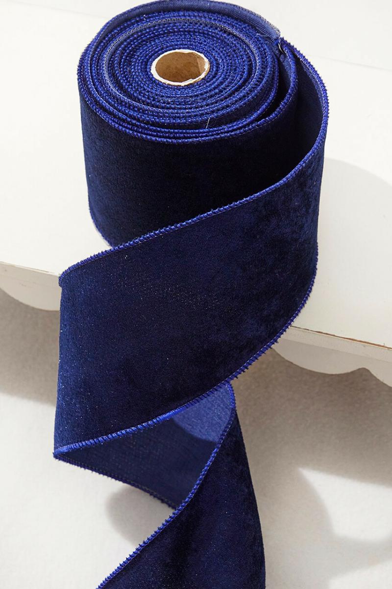 Ribbon | 4" X 10 Yard Navy Wired Velvet Ribbon Ribbon Ribbon