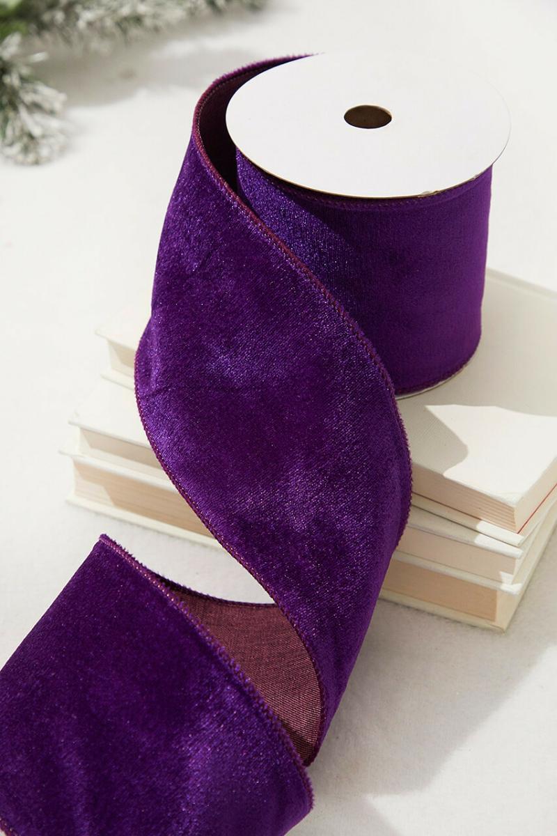 Ribbon | 4" X 10 Yard Purple Wired Velvet Ribbon Ribbon Ribbon