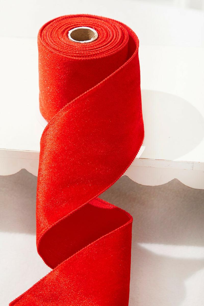 Ribbon | 4" X 10 Yard Red Wired Velvet Ribbon Ribbon Ribbon