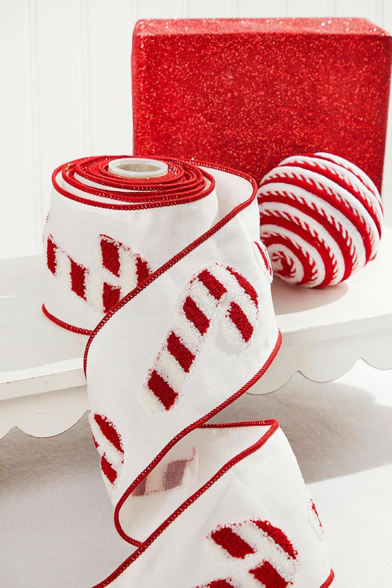 Ribbon | 4" X 5 Yard Candy Cane Ribbon Ribbon Ribbon