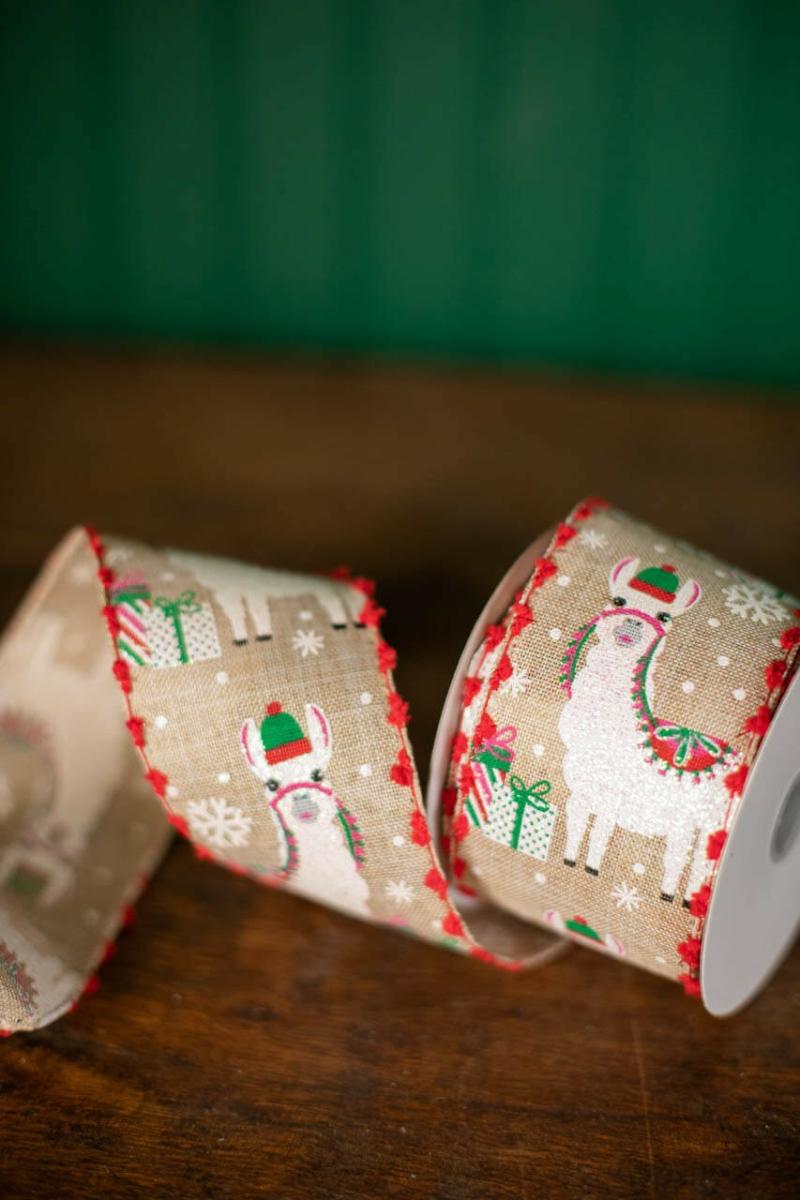 Ribbon | 2.5" X 10 Yard Holiday Llama Ribbon Ribbon Ribbon