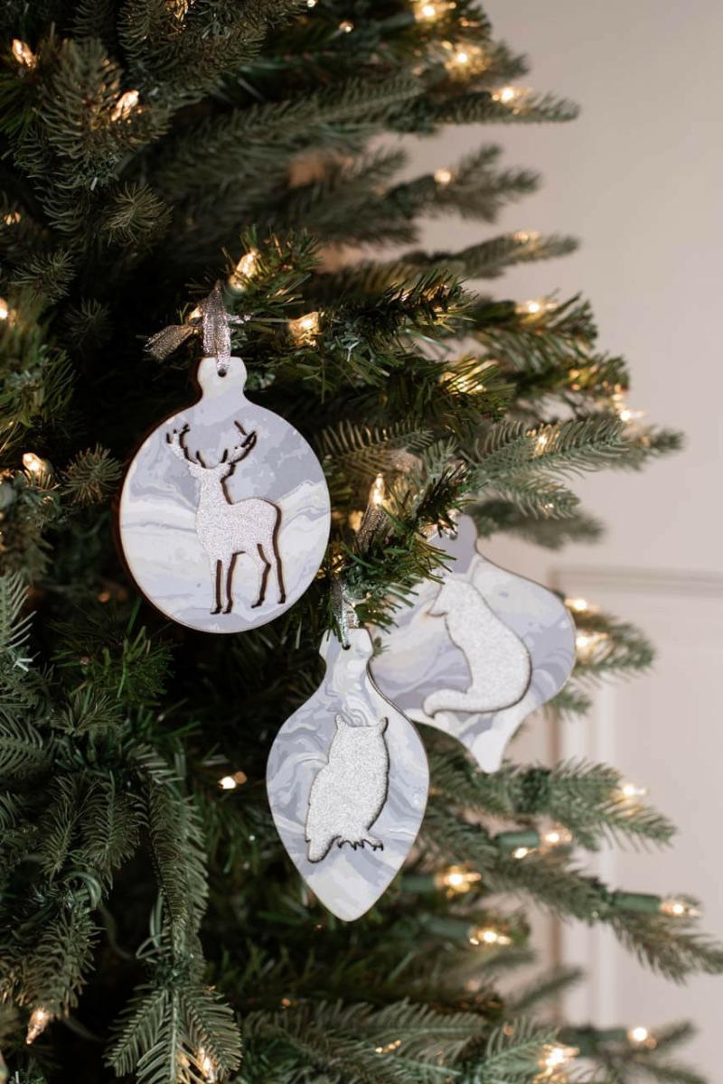 Ornaments | 3" Plywood Silver Silhouette Animal Ornament Ornaments Ornaments