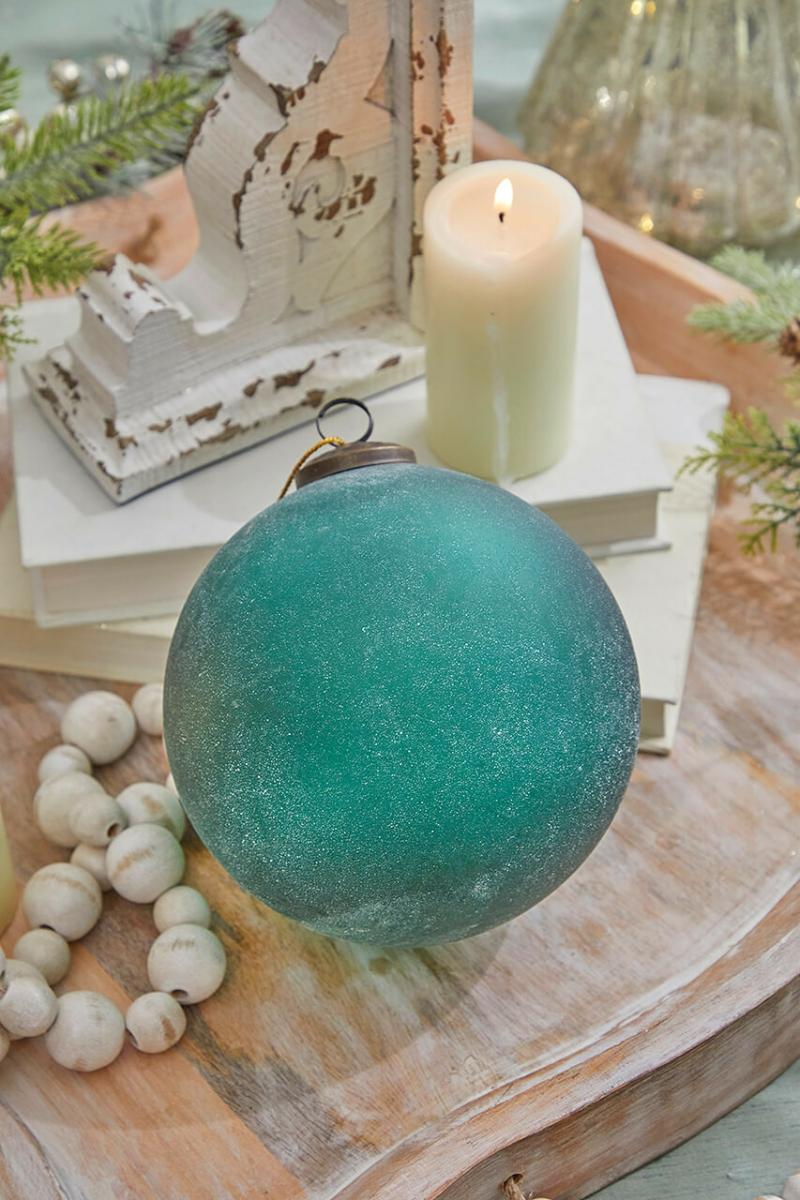 Ornaments | 6" Frosted Emerald Glass Ornament Ornaments Ornaments