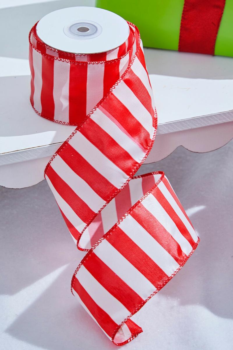 Ribbon | 2.5" X 10 Yard Red And White Stripe Christmas Ribbon Ribbon Ribbon