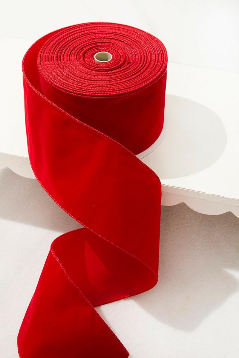 Ribbon | 4" X 25 Yard Red Christmas Ribbon Ribbon Ribbon