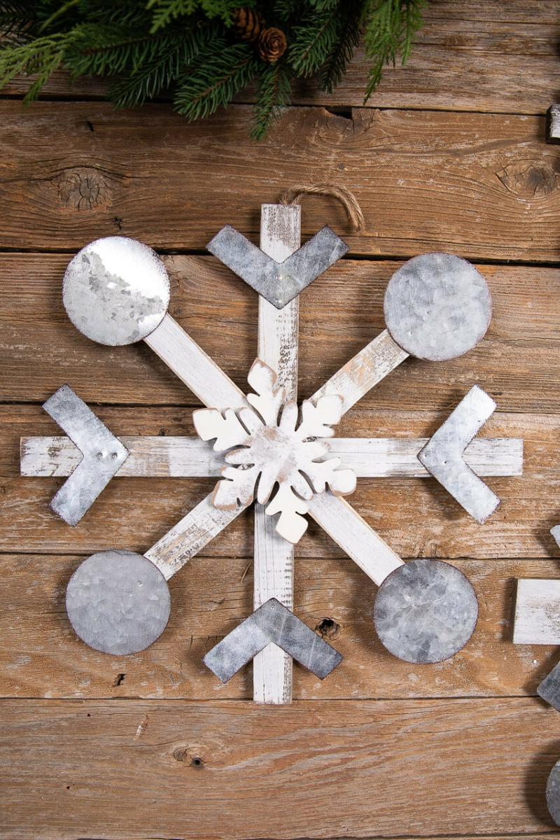 Ornaments | 18" Wood Metal Snowflake Ornament – Medium Ornaments Ornaments