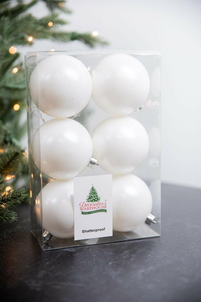 Ornaments | 3.1" Matte Winter White Shatterproof Ornaments – Set Of 6 Ornaments Ornaments