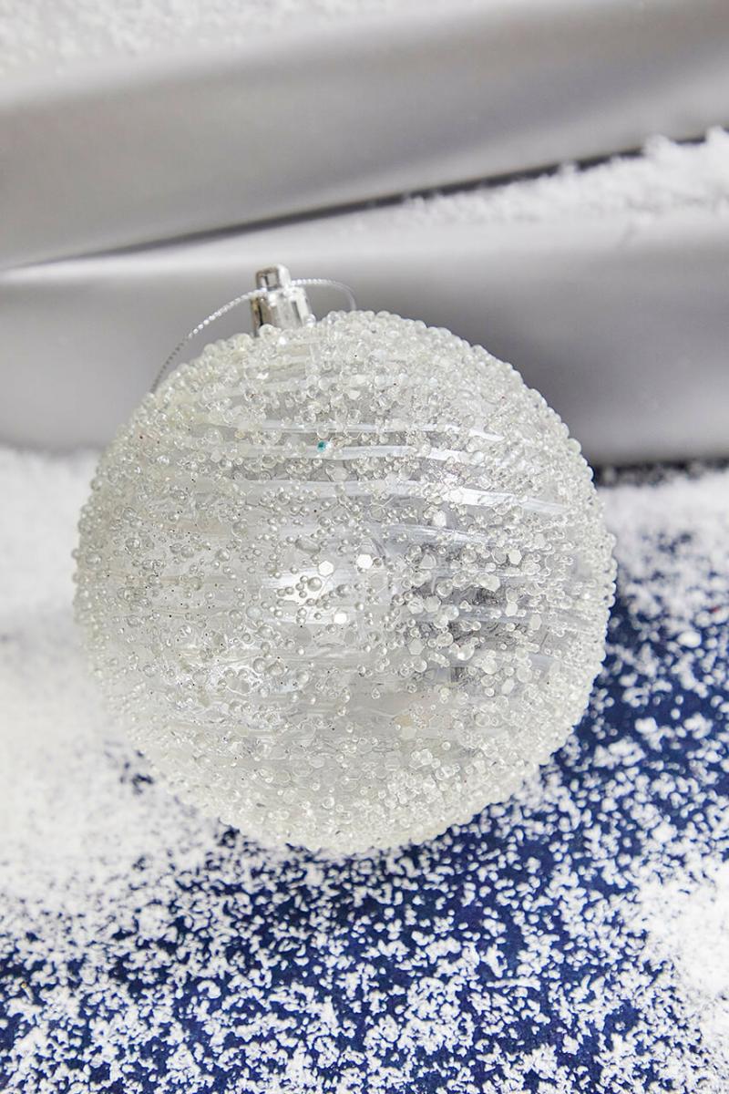 Ornaments | 4" Clear White Swirl Iced Ball Ornament Ornaments Ornaments