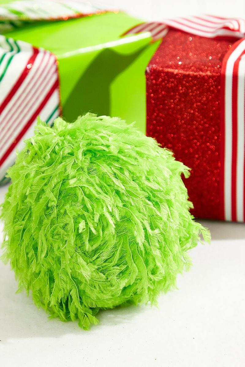 Ornaments | 4" Lime Green Furry Fabric Ball Ornament Ornaments Ornaments