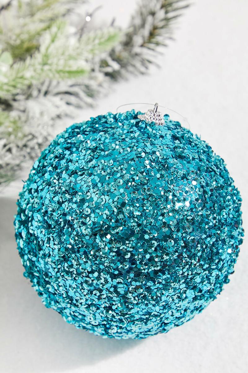 Ornaments | 6" Aqua Blue Sequin Ball Ornament Ornaments Ornaments