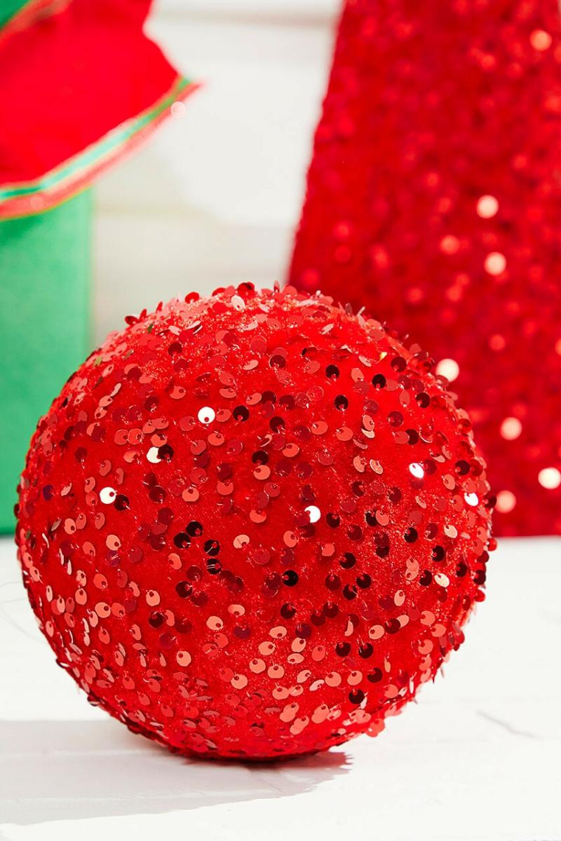 Ornaments | 6" Sequin Ball Ornament – Red Ornaments Ornaments