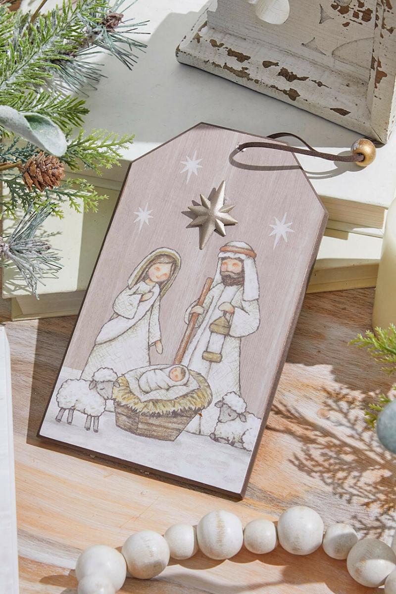 Ornaments | 7.5" Nativity Tag Ornament With Star Accent Ornaments Ornaments